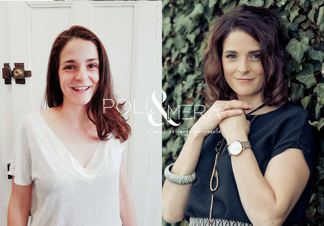 Estelle, avant/après, conseil en image et métamorphose